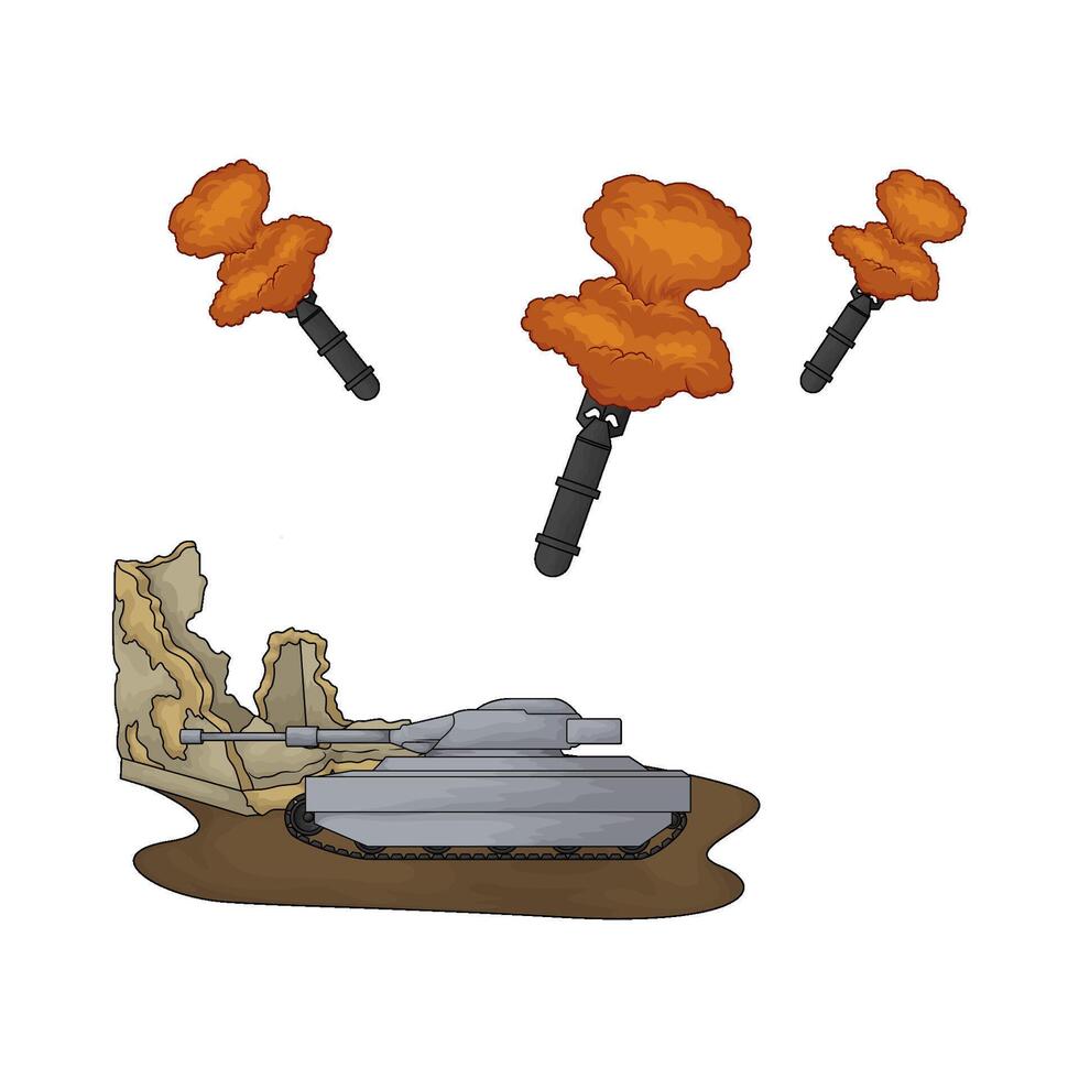 bomb towards army tanks illustration vector