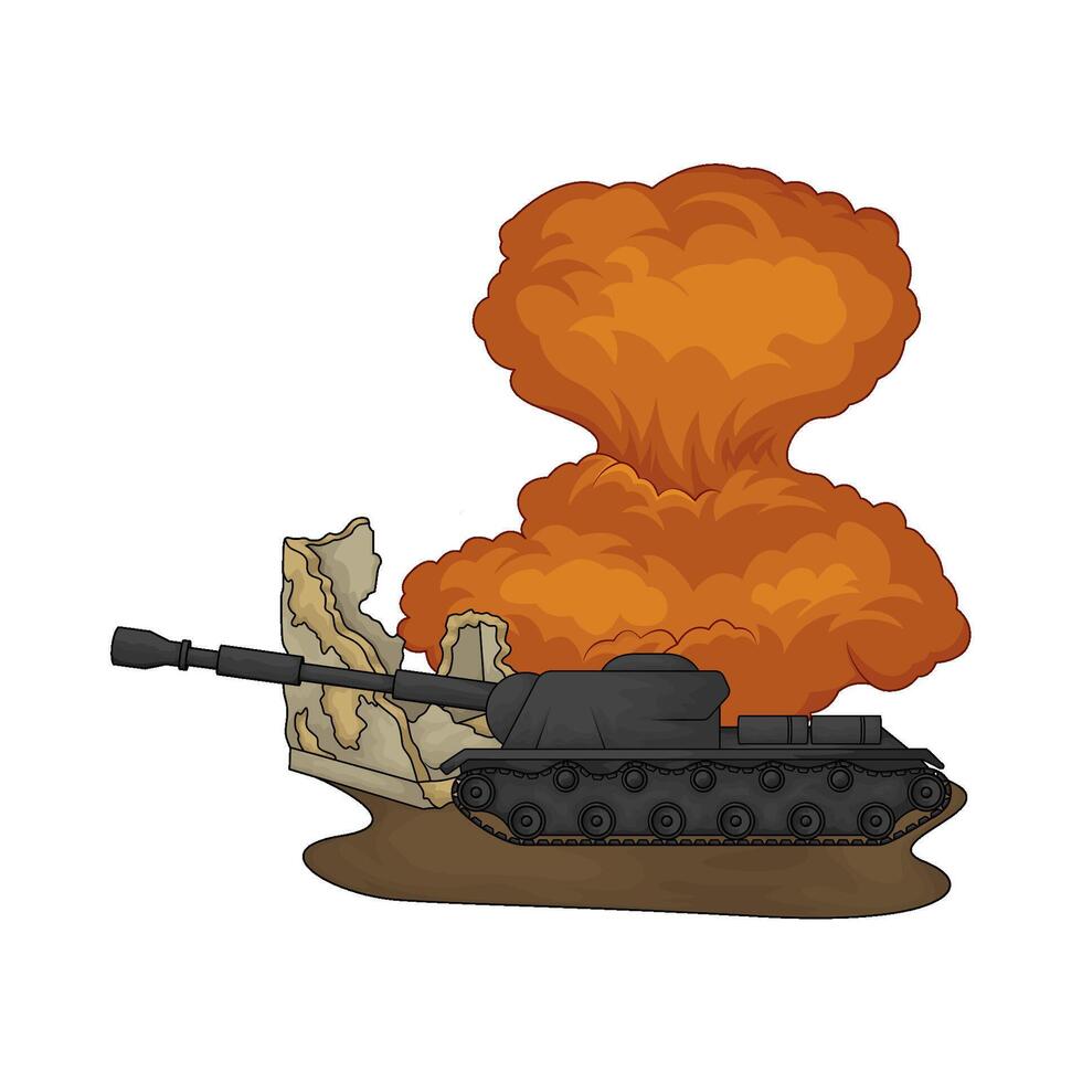 the tank exploded illustration vector