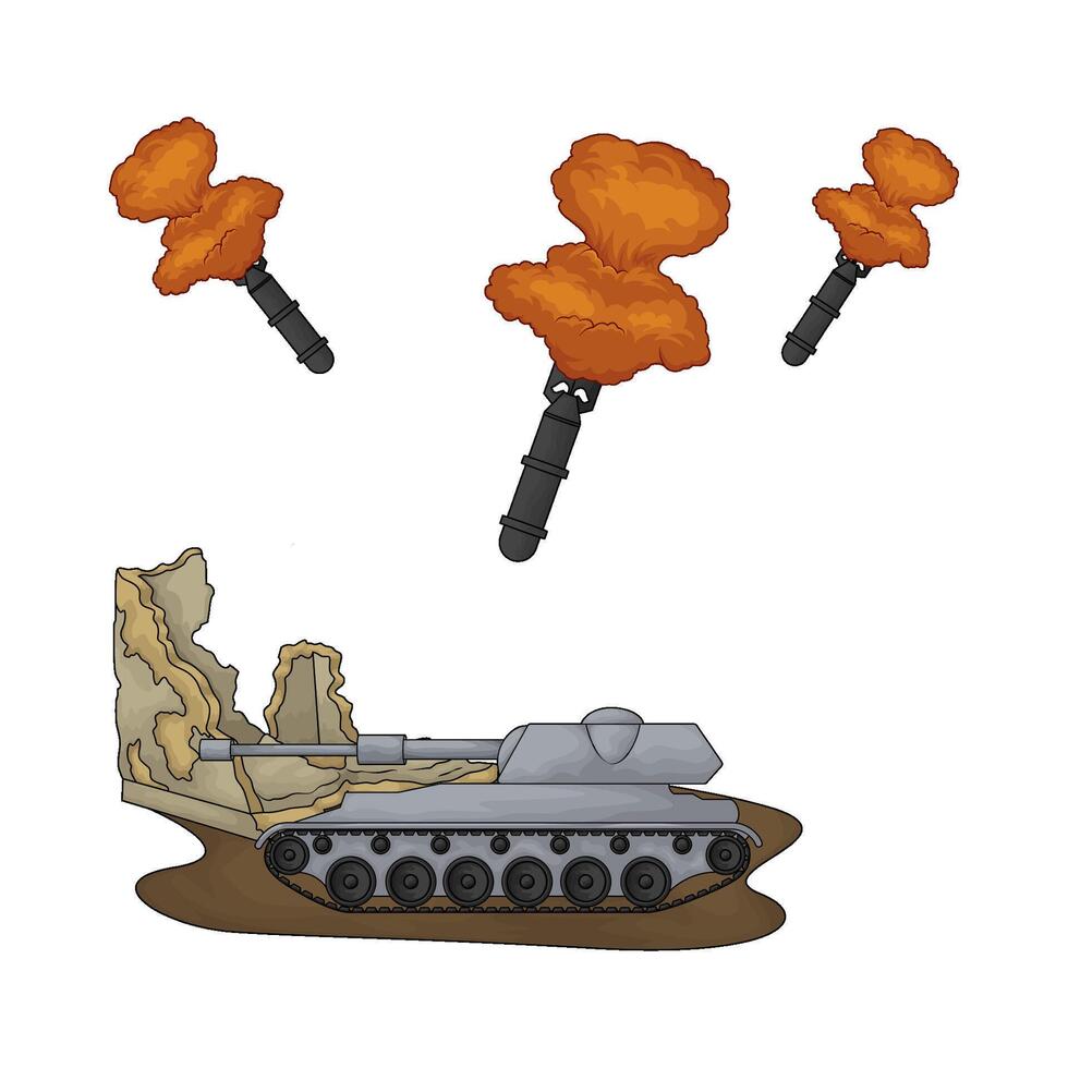illustration of bomb towards military tanks vector