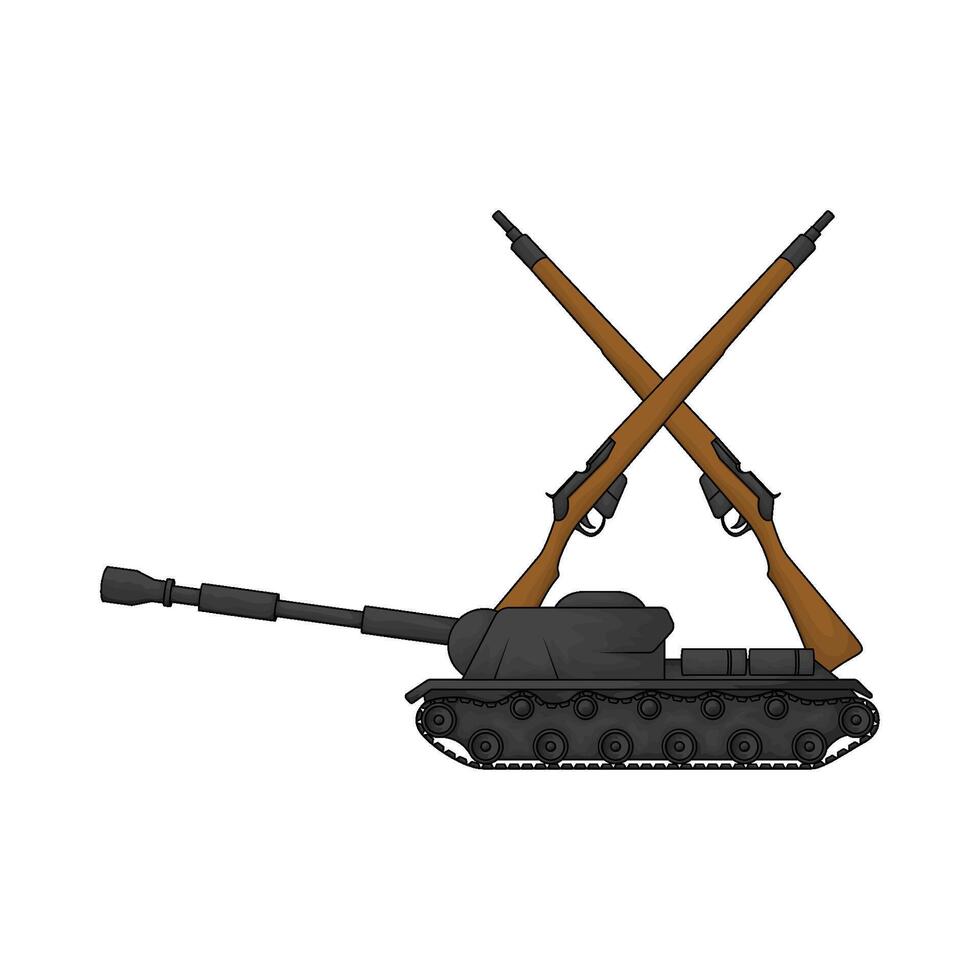 tank and crossed rifle illustration vector
