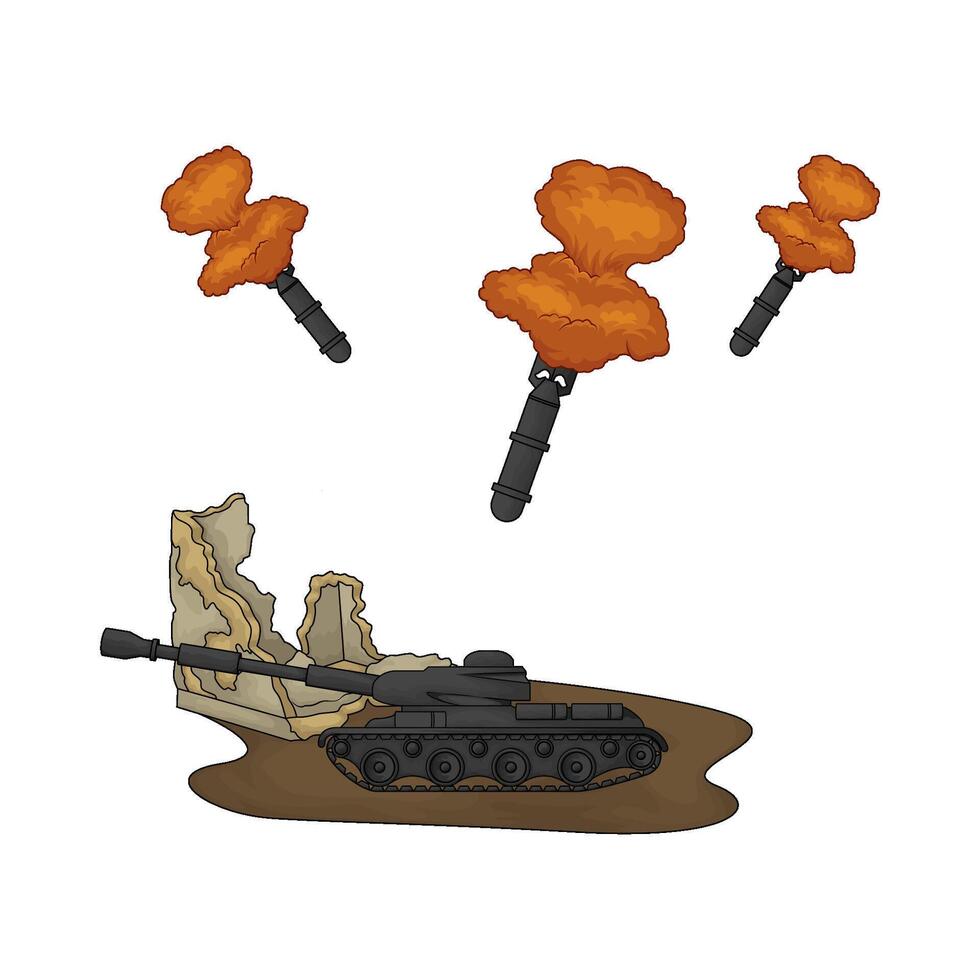 military tank was hit by a bomb vector