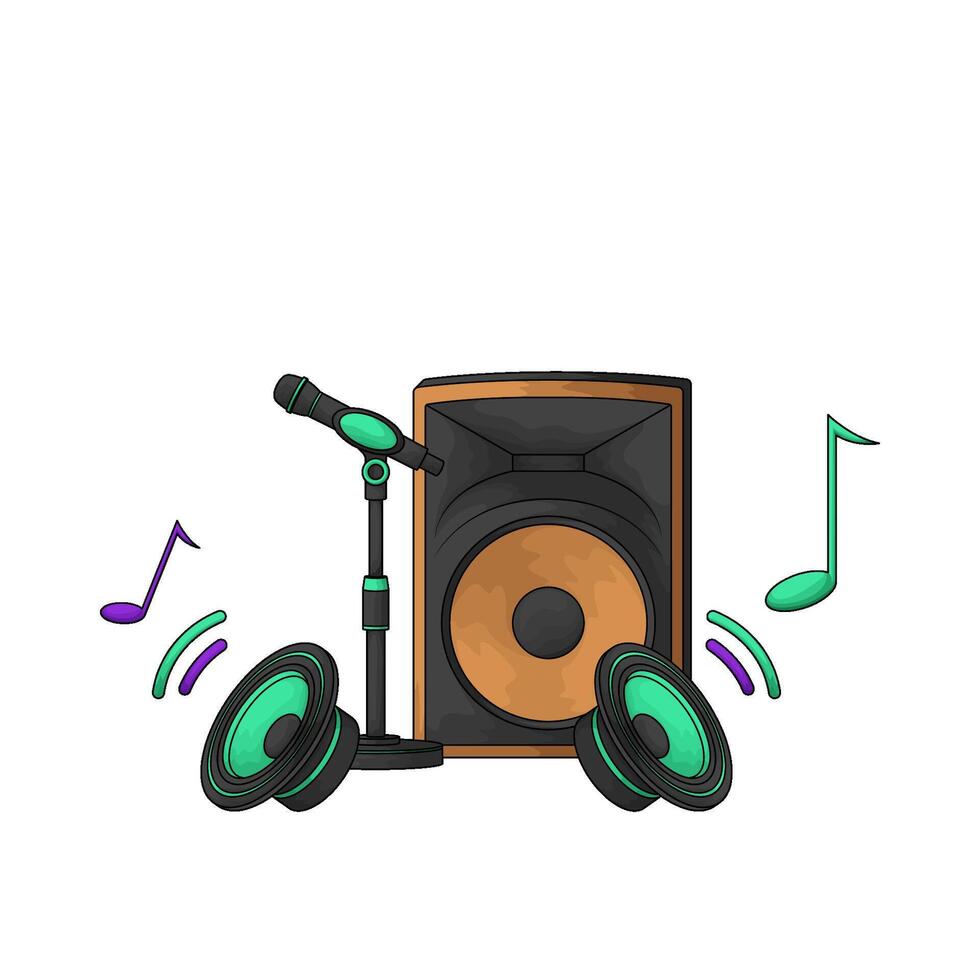 microphone with music speaker illustration vector