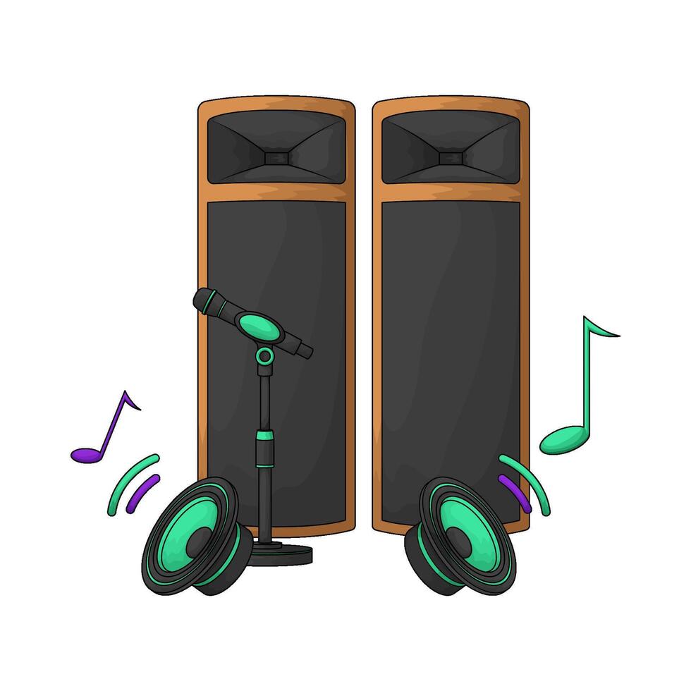 microphone with music speakers illustration vector