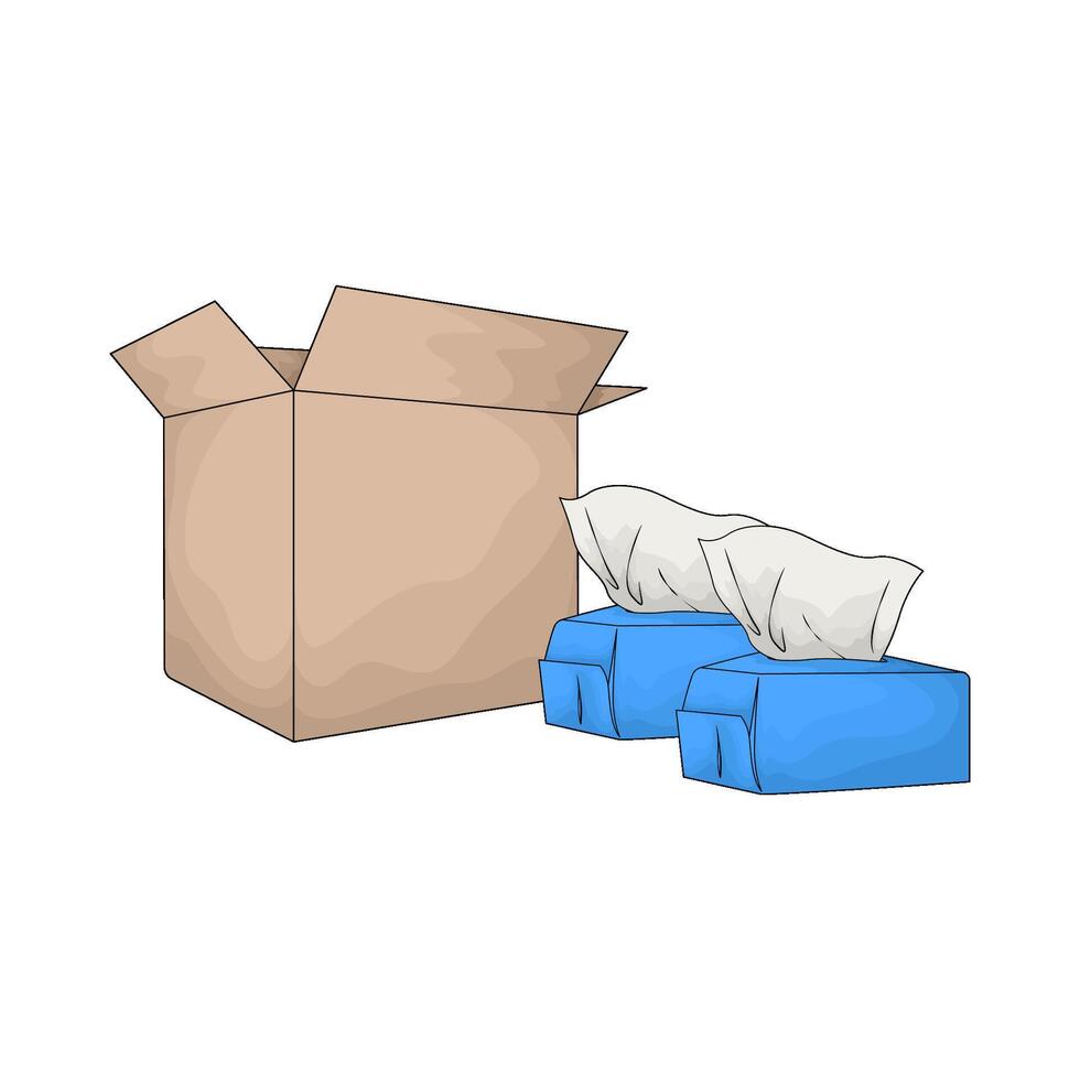 illustration of tissue with cardboard box vector