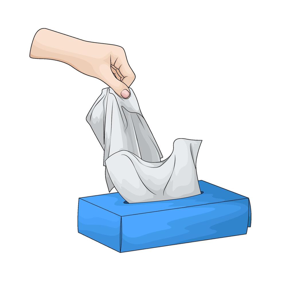 illustration of hand takes tissue vector