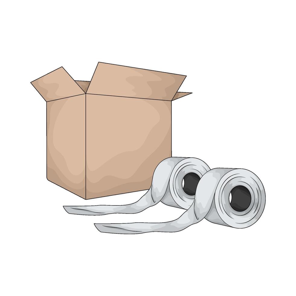 toilet paper with cardboard box vector