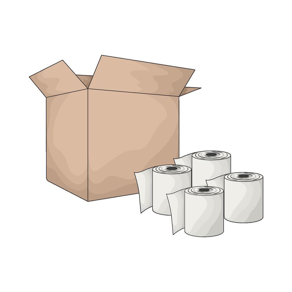 illustration of toilet paper with cardboard box vector