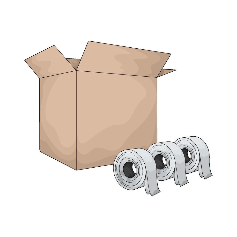 toilet paper and cardboard box illustration vector