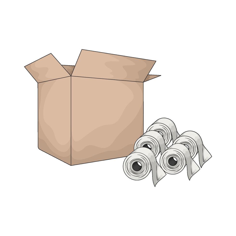 illustration of toilet paper and cardboard box vector