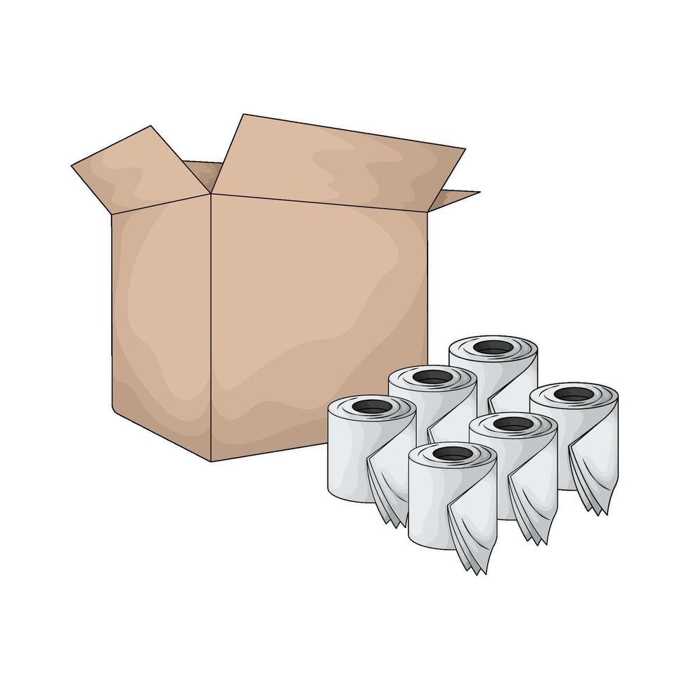 toilet paper and cardboard box vector