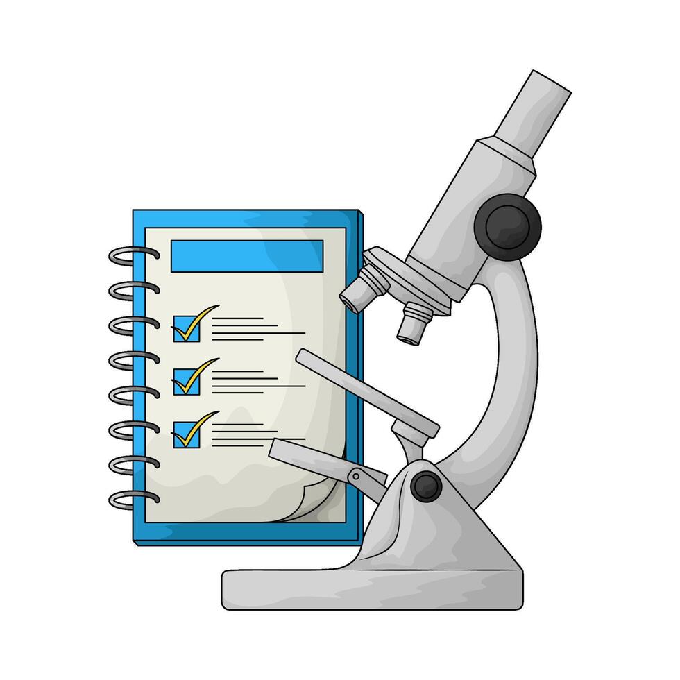 illustration of lab report and microscope vector