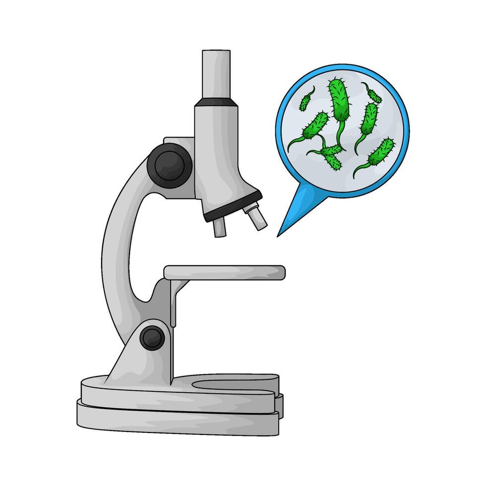 lab microscope and bacteria illustration vector