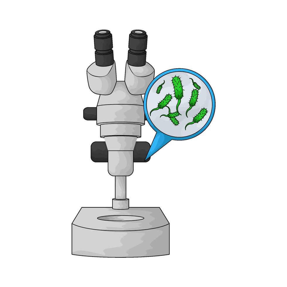illustration of lab microscope and bacteria vector