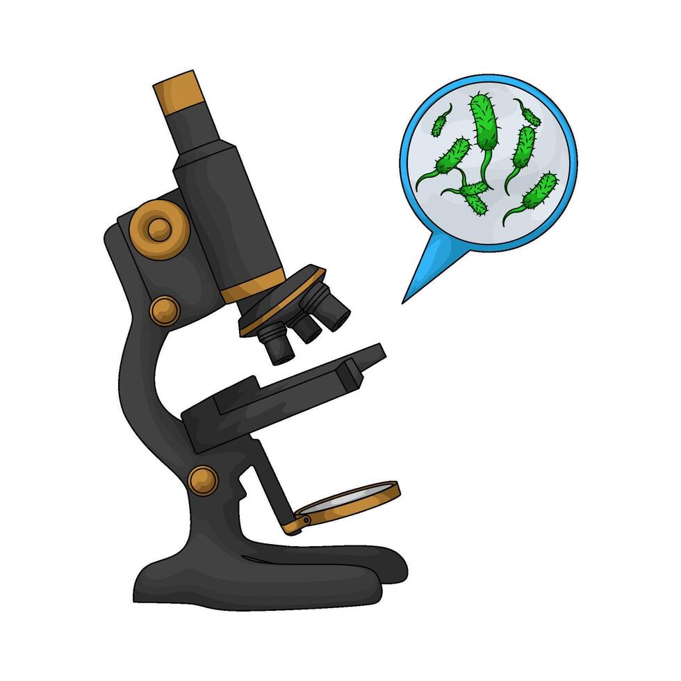 microscope and bacteria illustration vector