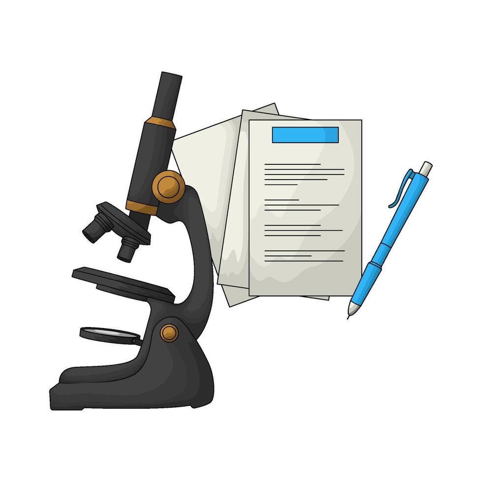 lab report with microscope vector