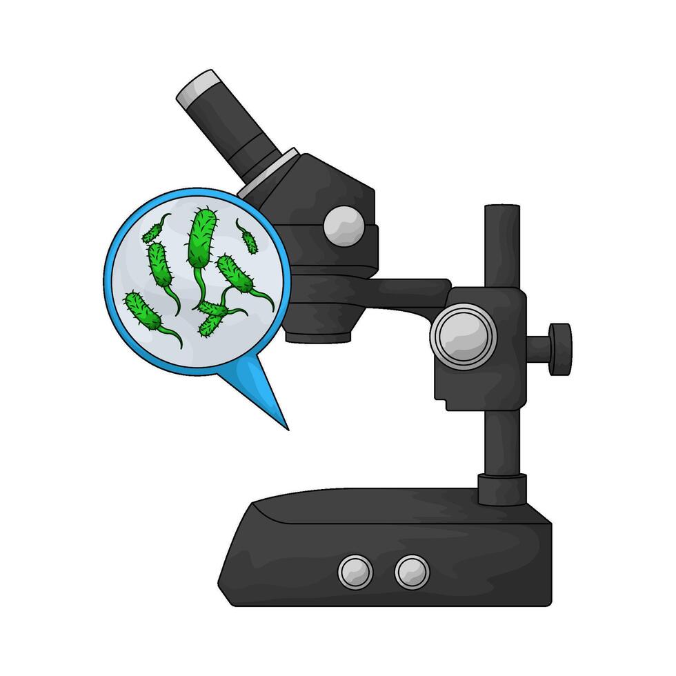 illustration of microscope and bacteria vector