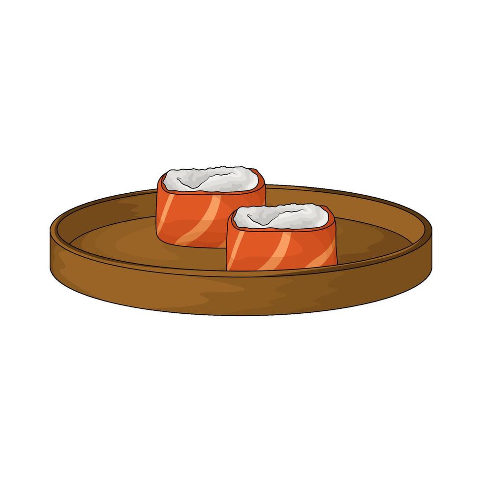 salmon sushi roll vector