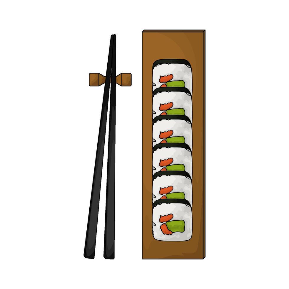 Crunchy seaweed salad sushi roll illustration vector