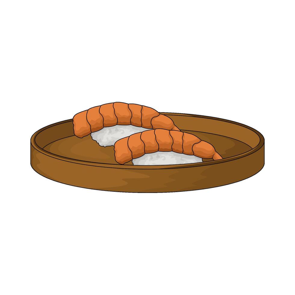 Cooked Shrimp Sushi vector