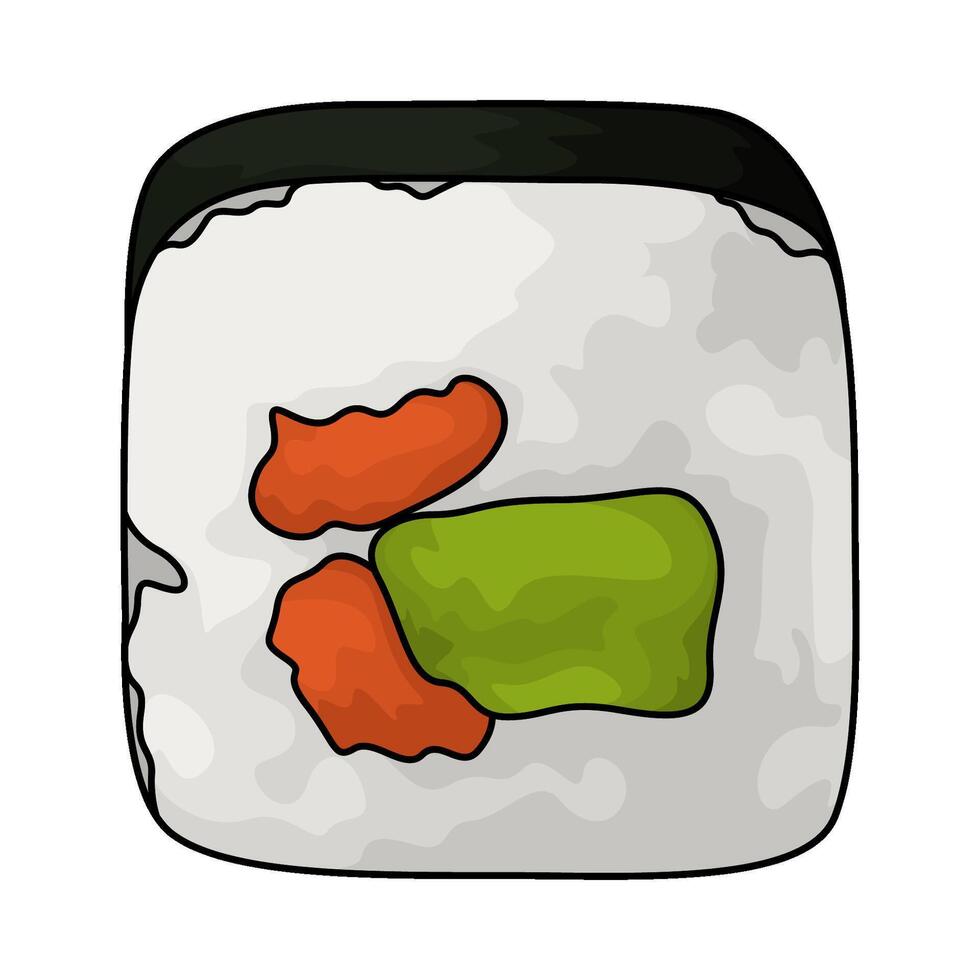 illustration of Crunchy seaweed salad sushi roll vector