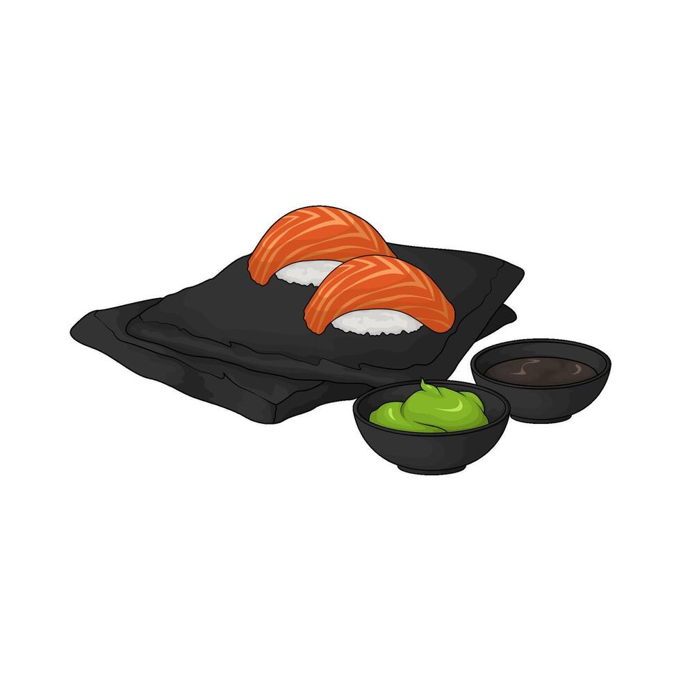 two salmon sushi vector