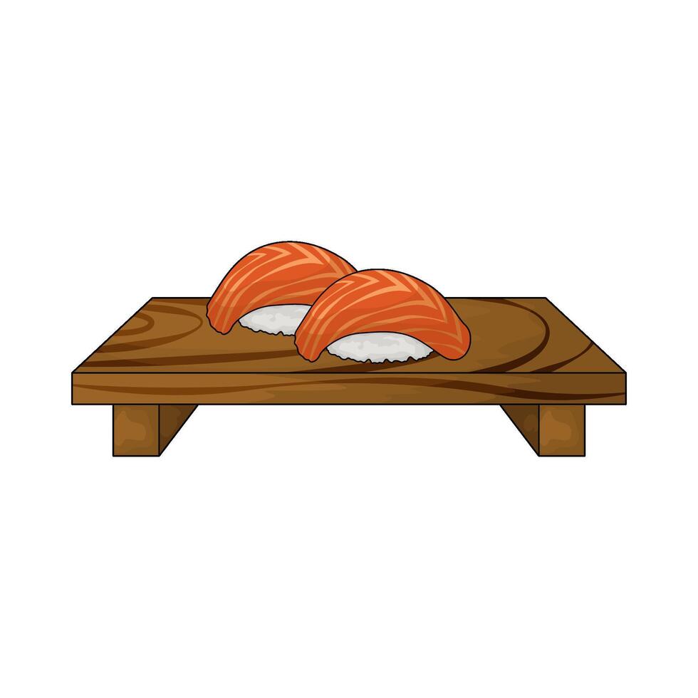 two salmon sushi illustration vector