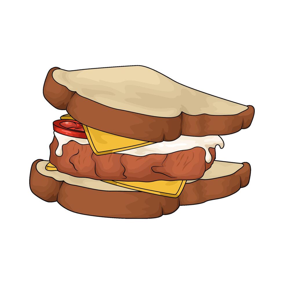 double cheese sandwich vector