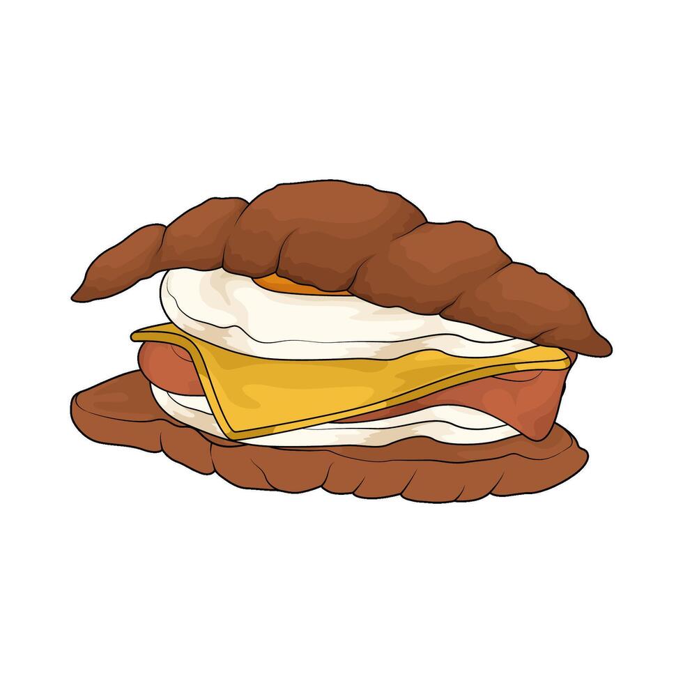 illustration of sandwich with egg vector