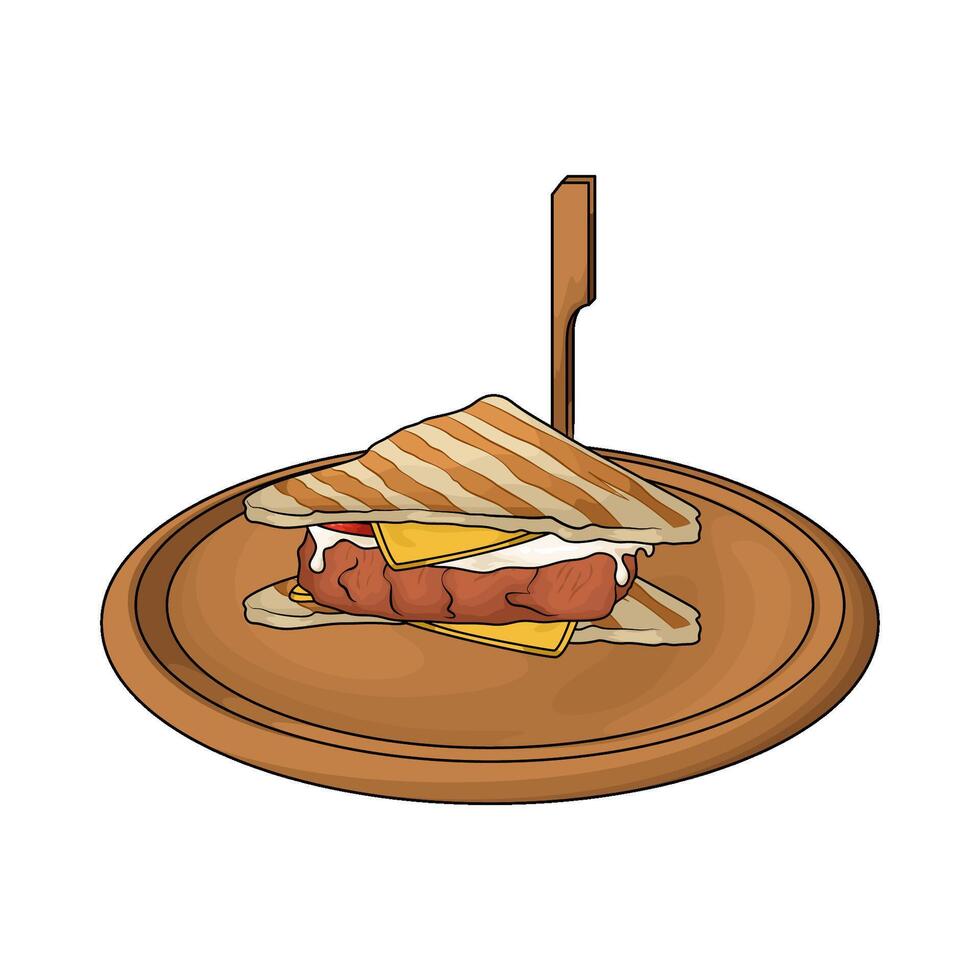 chicken with cheese sandwich vector