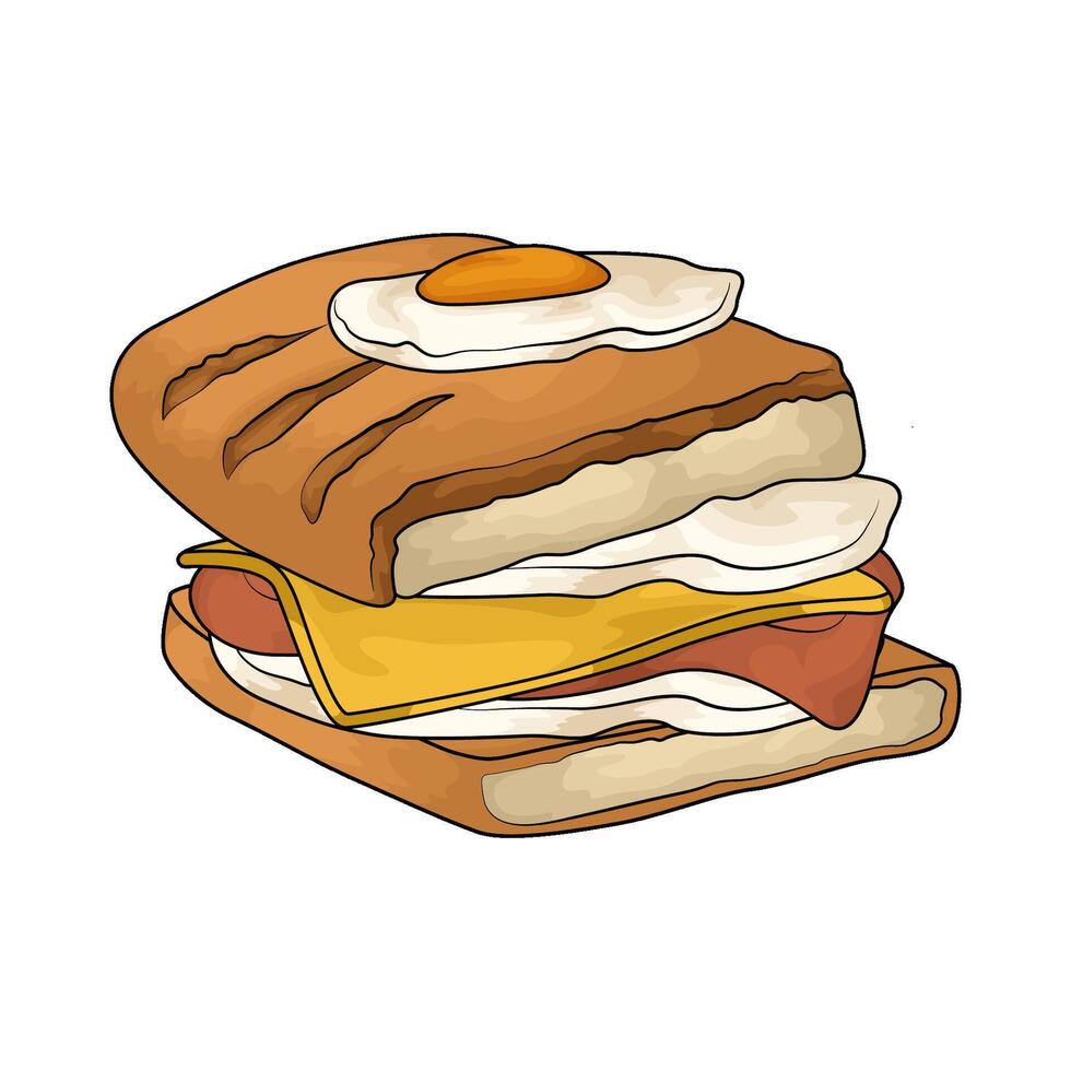 illustration of sandwich and egg vector