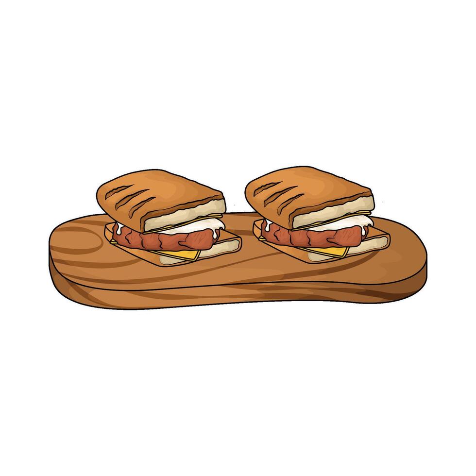 two delicious chicken sandwiches vector