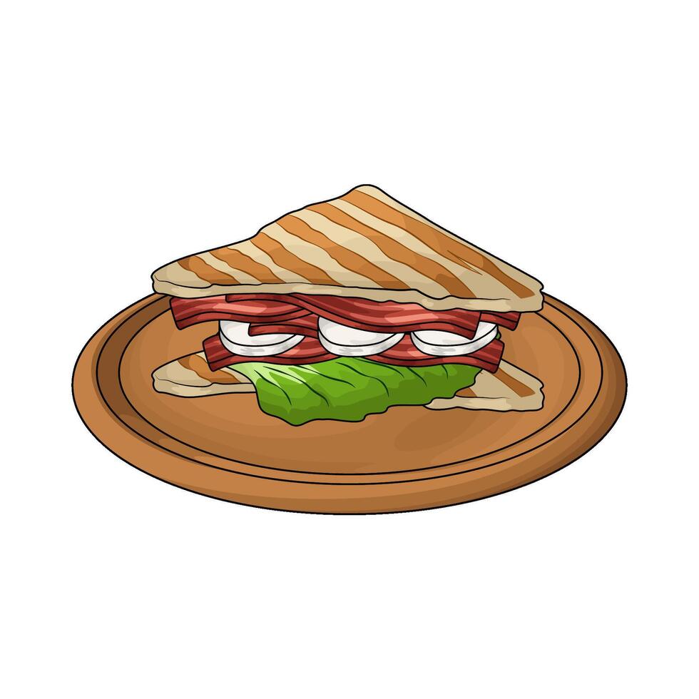 delicious bacon sandwich illustration vector