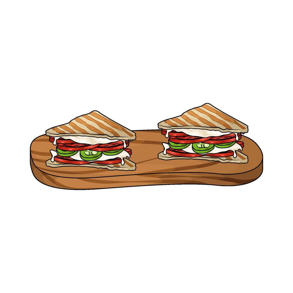 illustration of two slices of sandwich vector