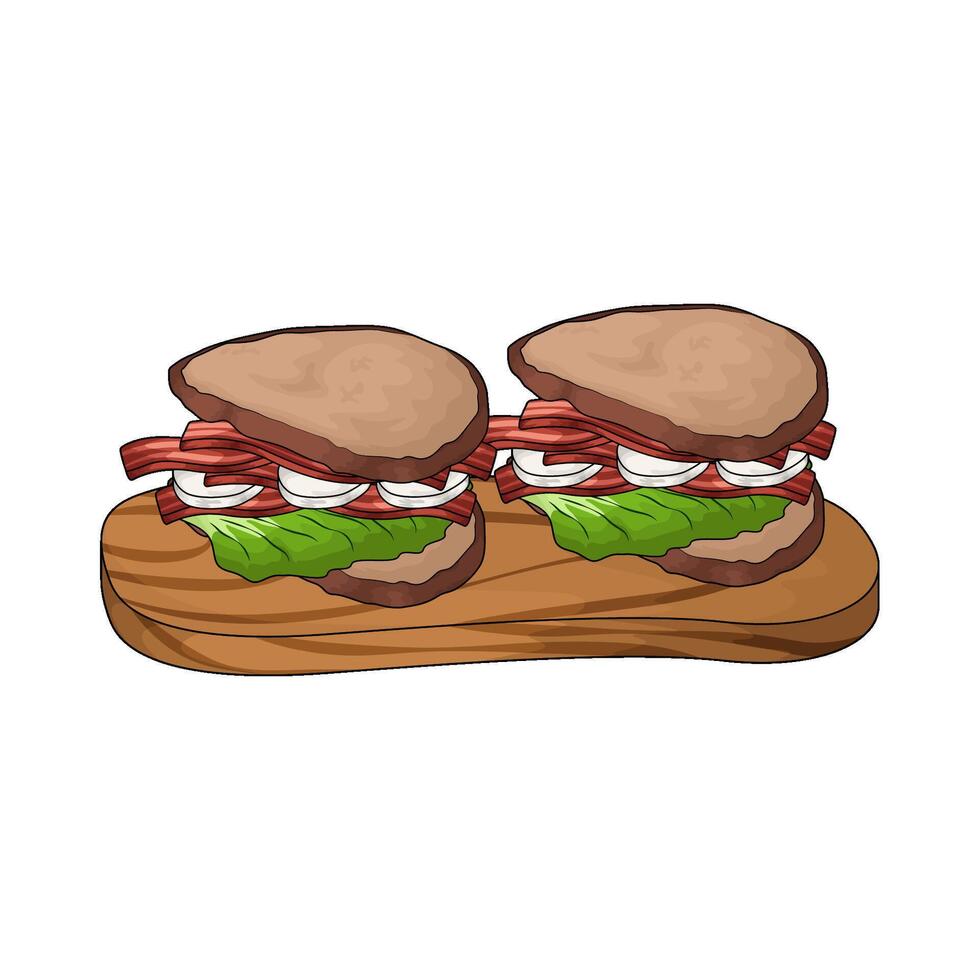 delicious bacon sandwiches vector