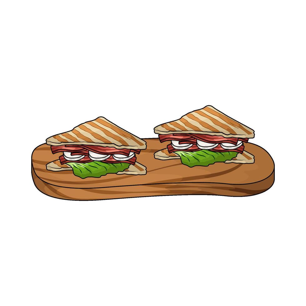 two slices of sandwich illustration vector