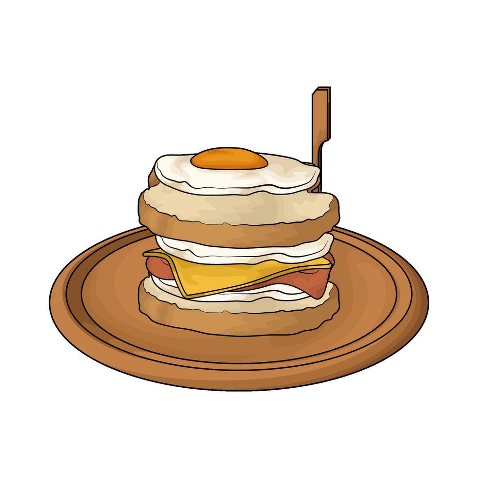 illustration of delicious triple egg sandwich vector
