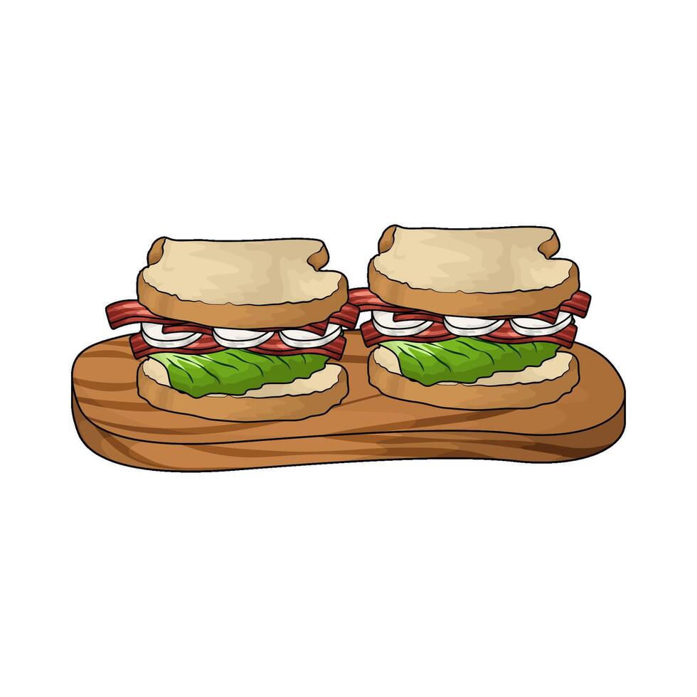 two sandwiches illustration vector