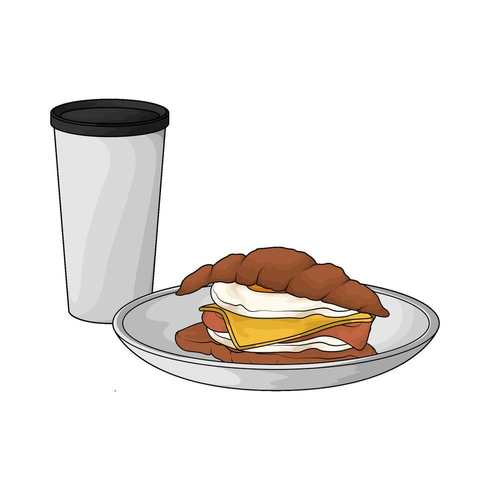 sandwich with drink cup vector