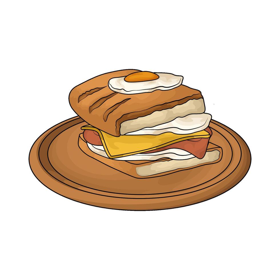 delicious triple egg sandwich illustration vector