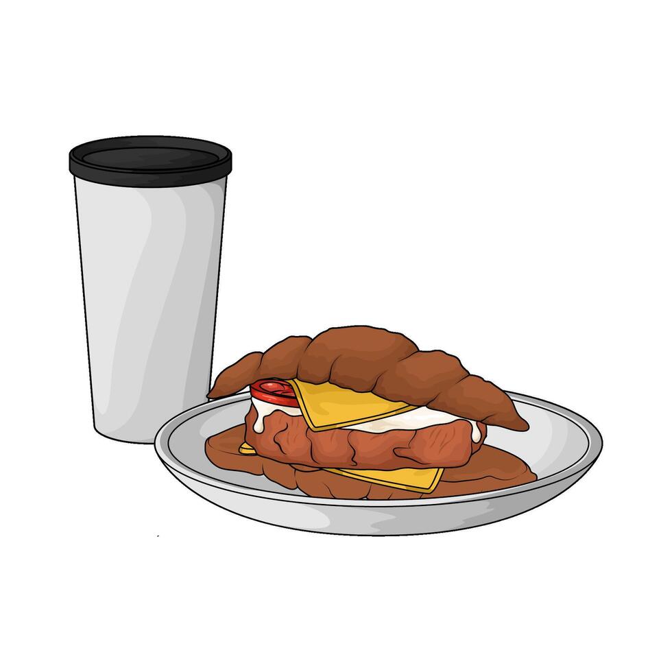 sandwich and drink cup vector