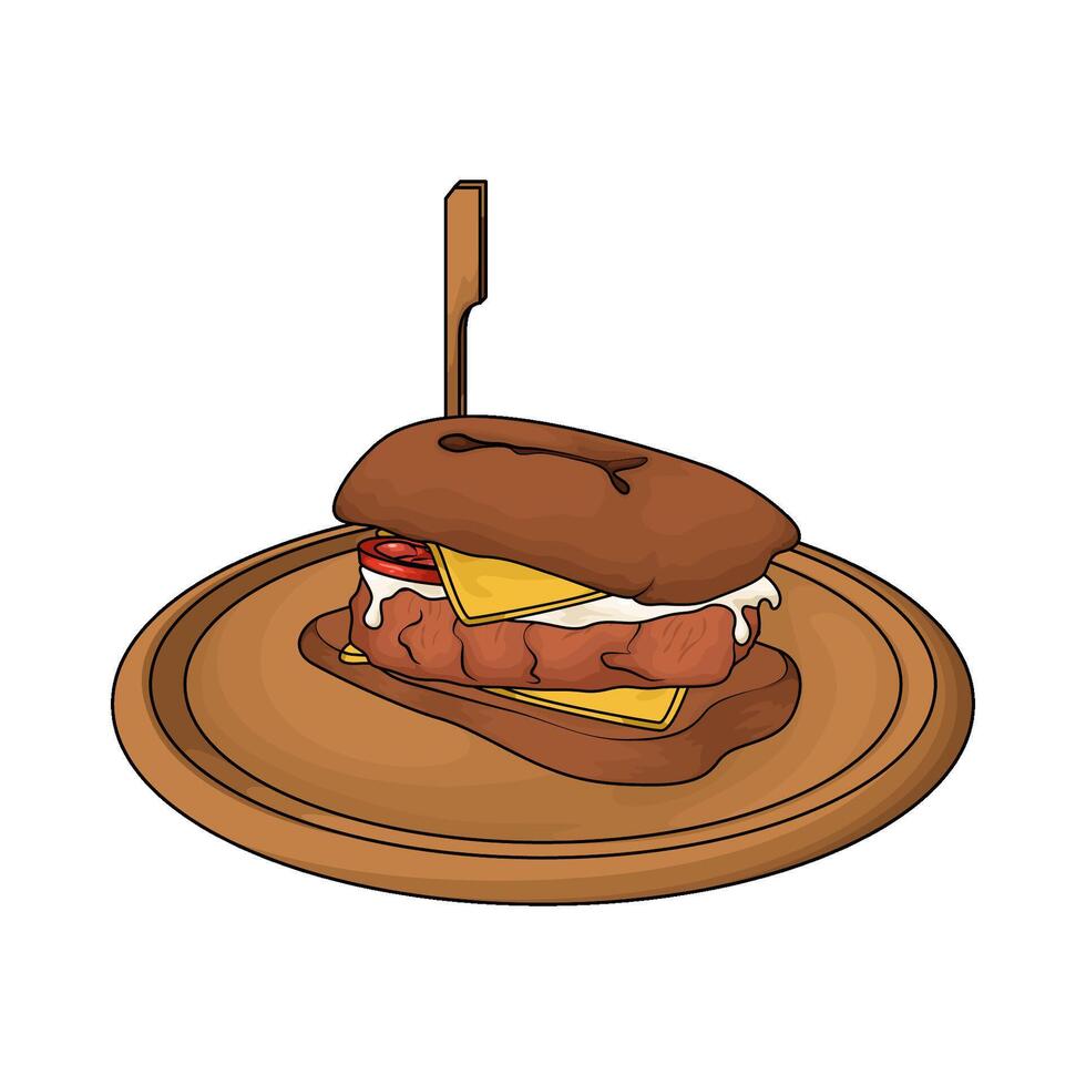 illustration of grilled chicken with cheese sandwich vector