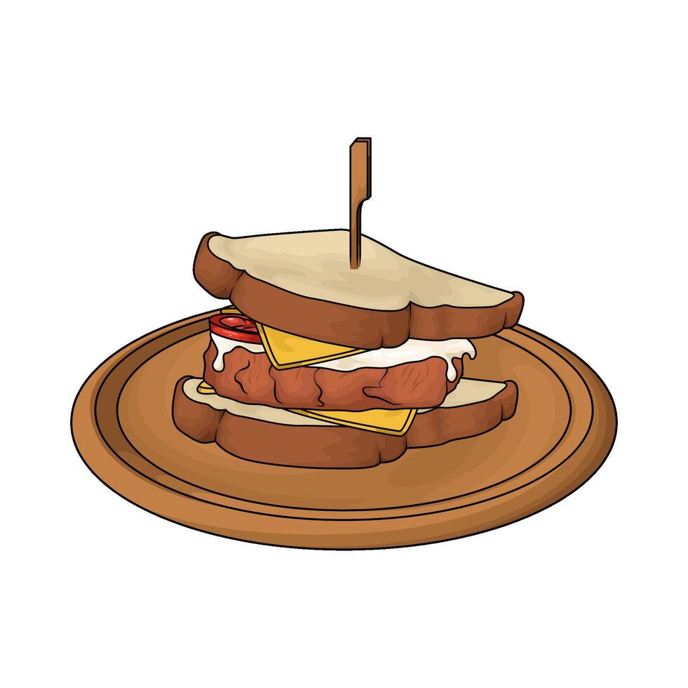 grilled chicken with cheese sandwich vector