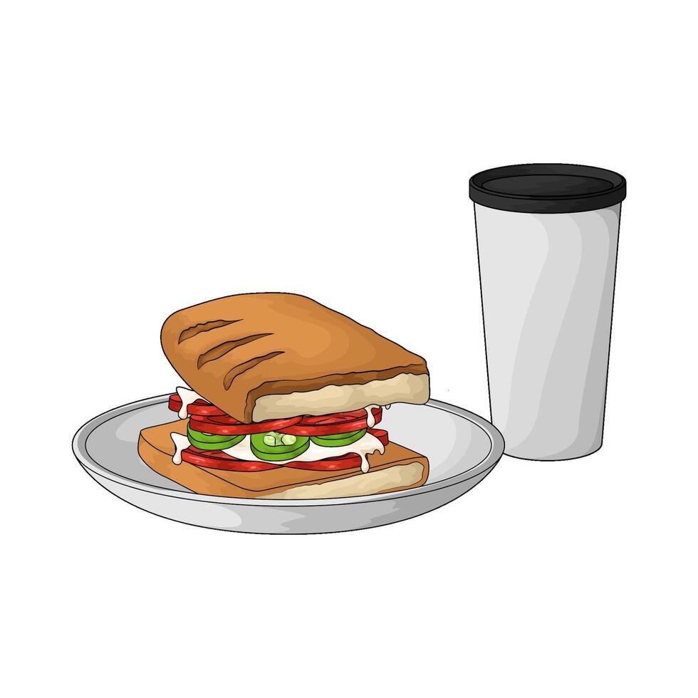 illustration of soda cups and sandwich vector