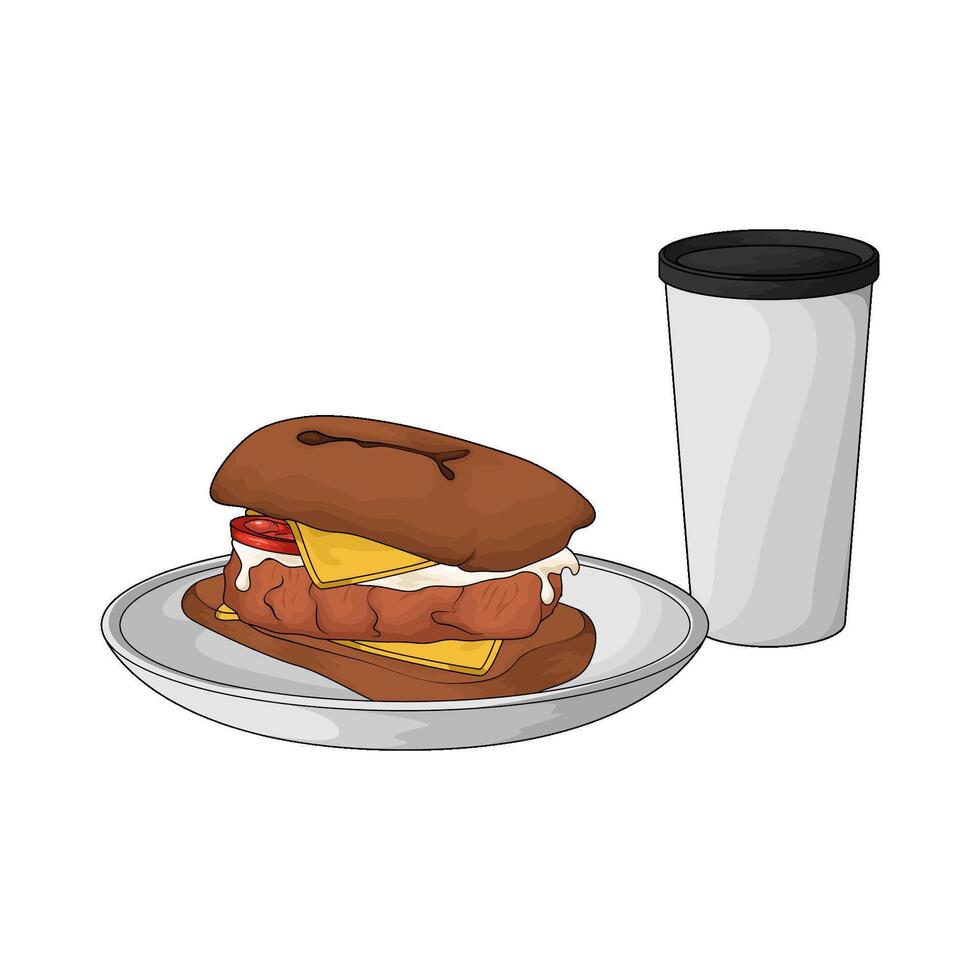 soda cups and sandwich illustration vector