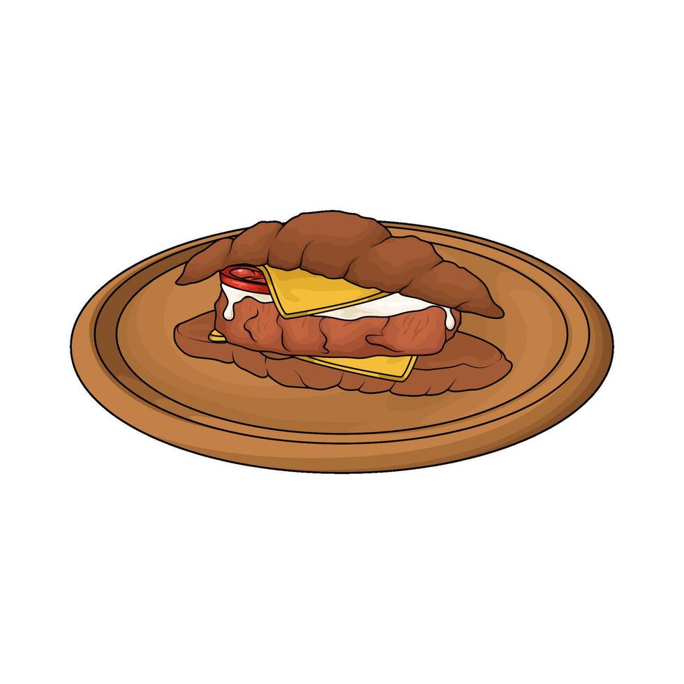 illustration of fancy sandwich on wooden plate vector