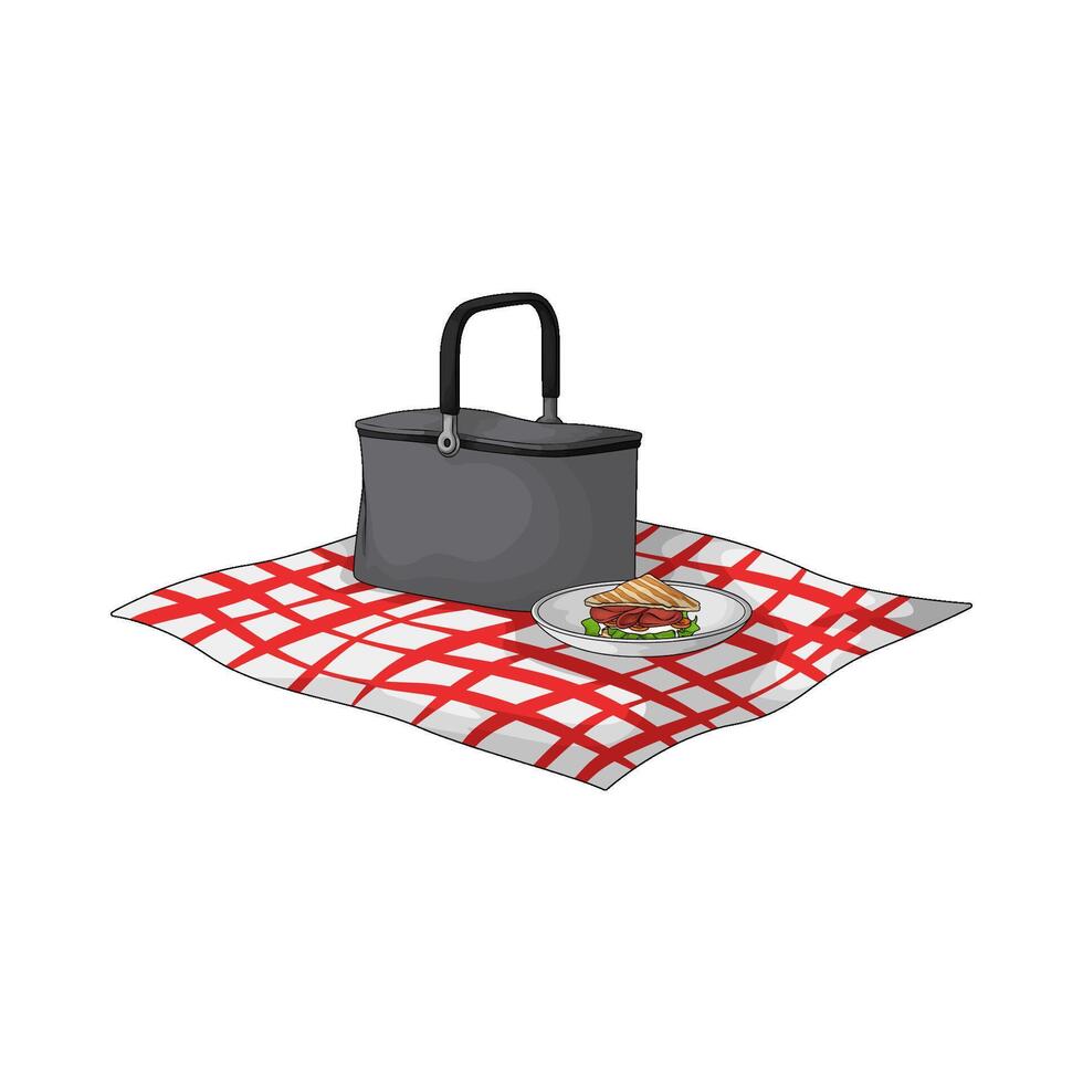 sandwich are on the picnic carpet vector