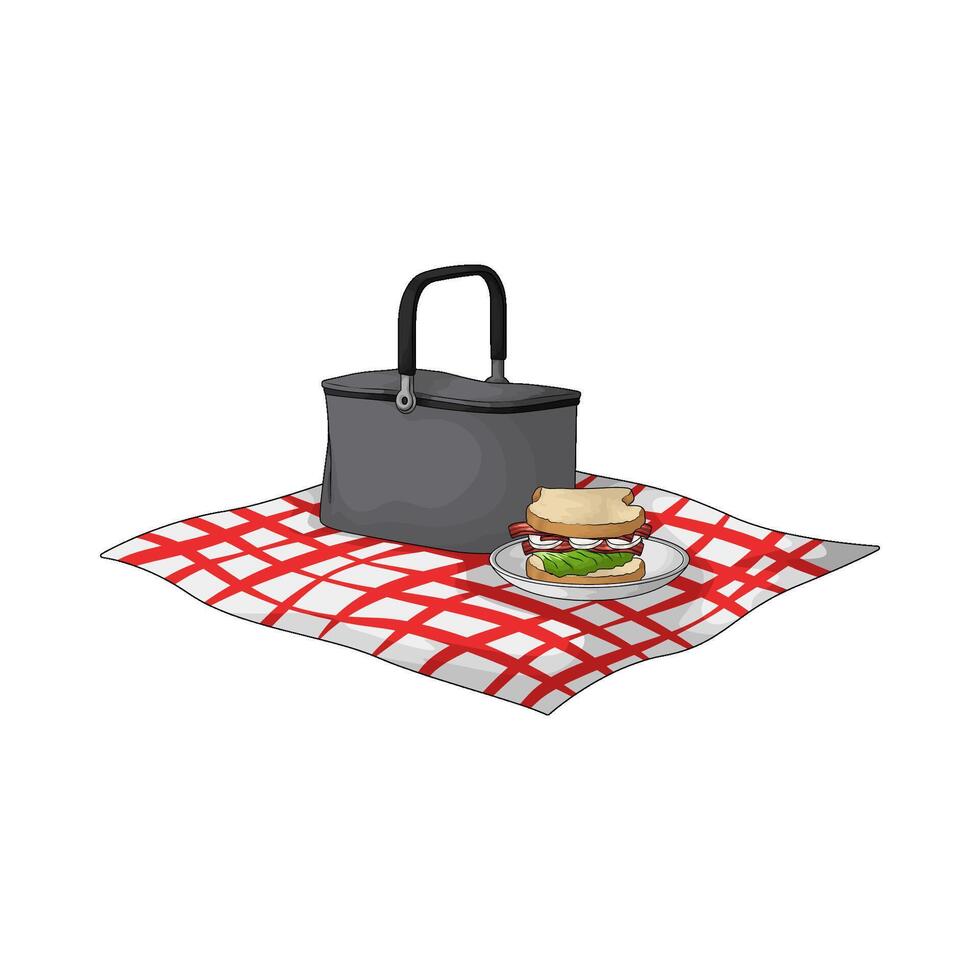 sandwich are on the picnic blanket illustration vector