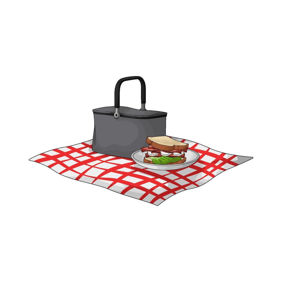 sandwiches on the picnic carpet illustration vector