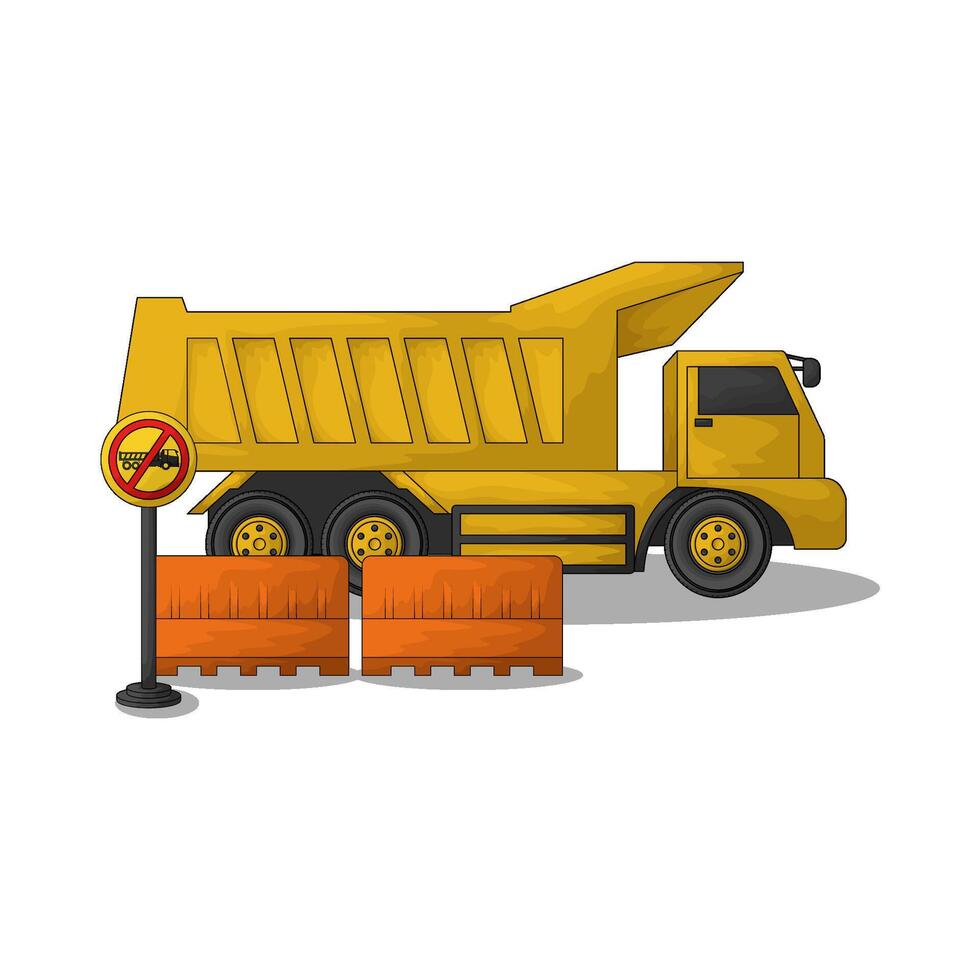 truck with road barrier vector