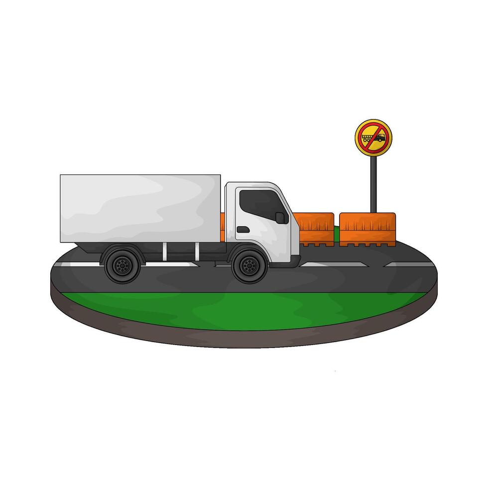 white truck on the road vector